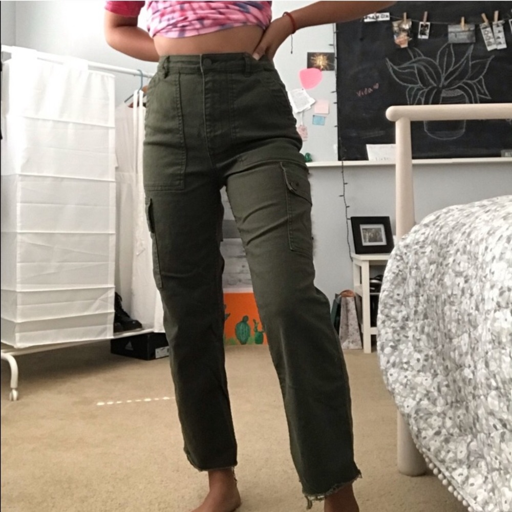 army green high waist jeans